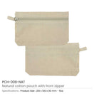 BYFT005760 BYFT Natural Cotton Pouches with front zipper closure Set of 01 PCH 008 NAT