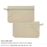 BYFT005760 BYFT Natural Cotton Pouches with front zipper closure Set of 01 PCH 008 NAT.webp