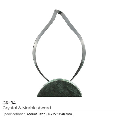 BYFT005773 BYFT Flame Shaped Crystal and Marble Award Set of 01 CR 34.webp
