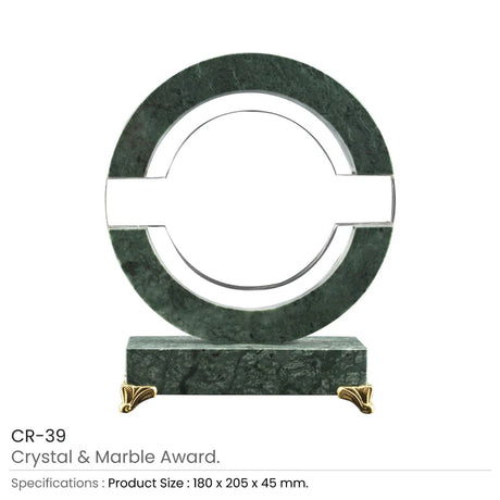 BYFT005775 BYFT Round Shaped Crystal and Marble Award Set of 01 CR 39.webp