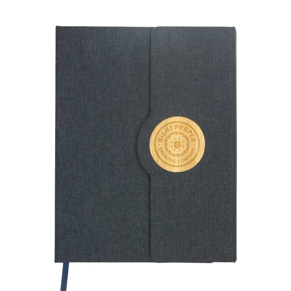 BYFT005782 BYFT A5 RPET Dark Grey Notebook with Bamboo Magnetic Closure Set of 01 MBRPET GRY BM B.webp