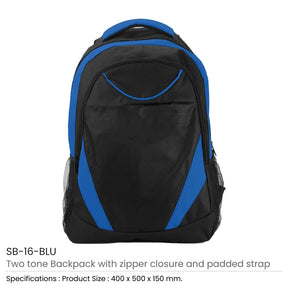 BYFT005791 BYFT Two Toned Blue Backpack 600D Polyester Set of 01 SB 16 BLU
