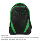 BYFT005796 BYFT Two Toned Green Backpack 600D Polyester Set of 01 SB 12 GRE