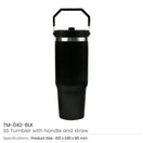 BYFT005805 BYFT Double Wall Black Vacuum SS Insulated Tumbler with Handle and Straw Set of 01 TM 042 A