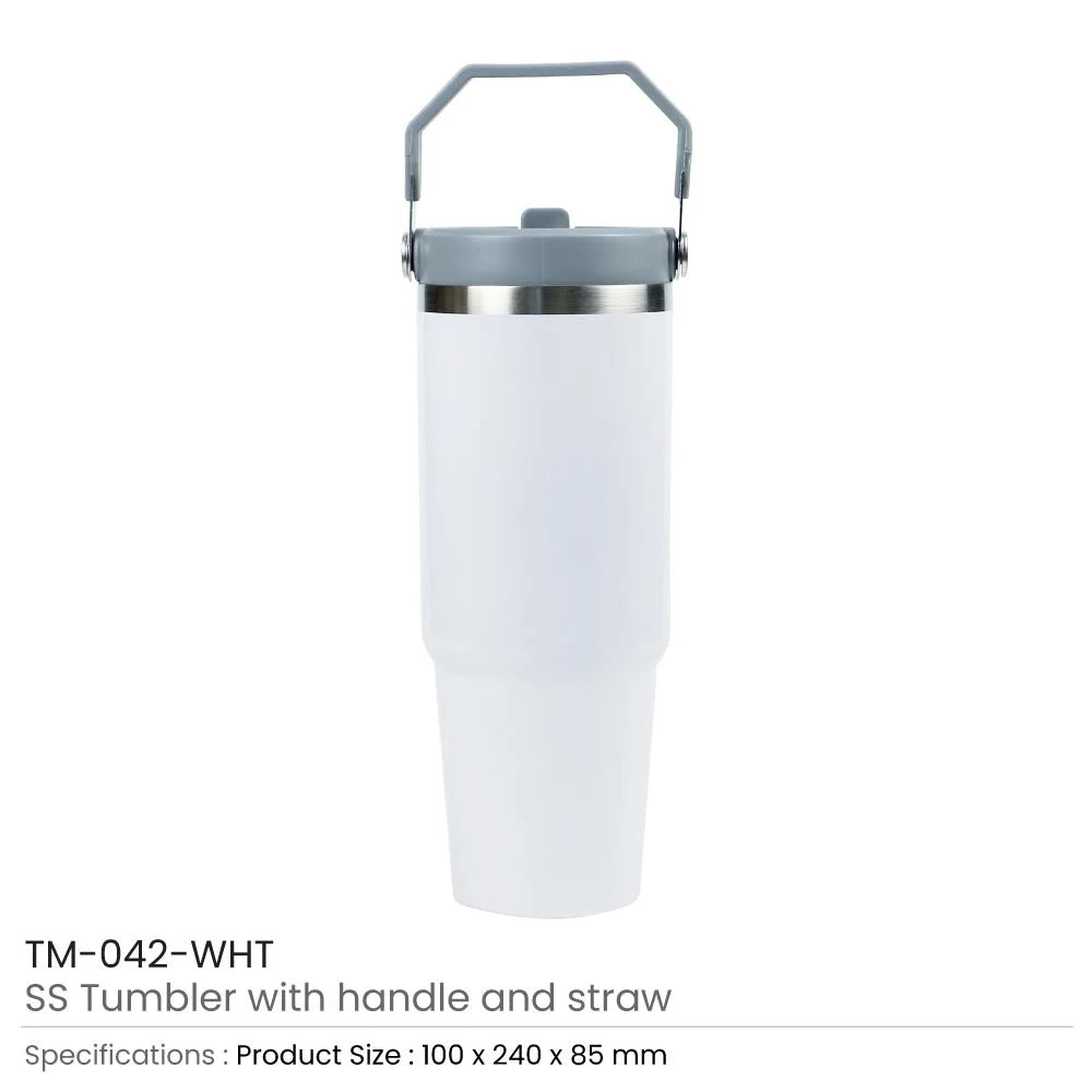 BYFT005806 BYFT Double Wall White Vacuum SS Insulated Tumbler with Handle and Straw Set of 01 TM 043 B.webp
