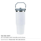 BYFT005806 BYFT Double Wall White Vacuum SS Insulated Tumbler with Handle and Straw Set of 01 TM 043 B