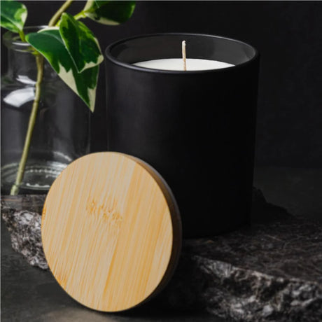 BYFT005813 BYFT Scented Vanila Candle in Glass Bottle with Bamboo Lid Set of 01 CAND 01 C.webp