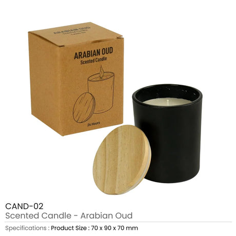 BYFT005814 BYFT Scented Arabian Oudh Candle in Glass Bottle with Bamboo Lid Set of 01 CAND 02.webp