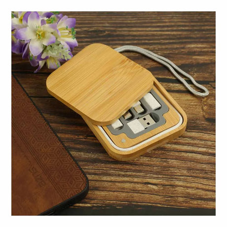 BYFT005817 BYFT Multi USB Charging Cable set in Sqyare Bamboo Case Set of 01 OC BS6 C.webp