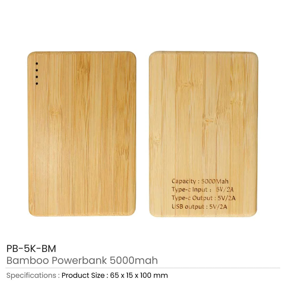BYFT005818 BYFT Bamboo 5000mAh Powerbank Type C Input and Output Set of 01 PB 5K BM.webp