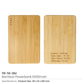 BYFT005818 BYFT Bamboo 5000mAh Powerbank Type C Input and Output Set of 01 PB 5K BM