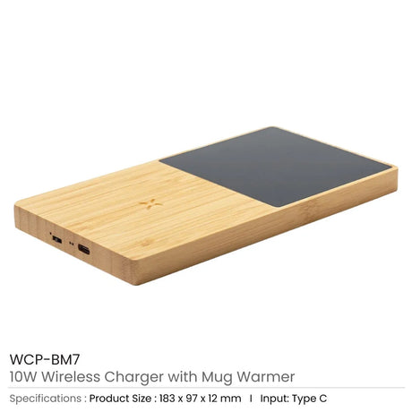 BYFT005819 BYFT Bamboo Wireless Charger with Mug Warmer Set of 01 WCP BM7.webp