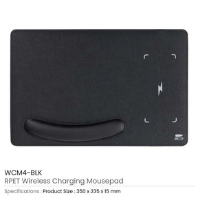 BYFT005822 BYFT RPET Wireless Charging Mousepad Set of 01 WCM4 BLK