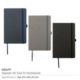 BYFT005830 BYFT A5 Appeel Black PU Notebook with Elastic Band Pen Loop Bookmark Set of 01 MBAPP.webp
