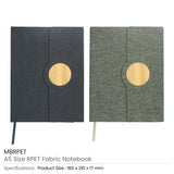 BYFT005835 BYFT A5 RPET Grey Fabric Notebook Set of 01 MBRPET.webp