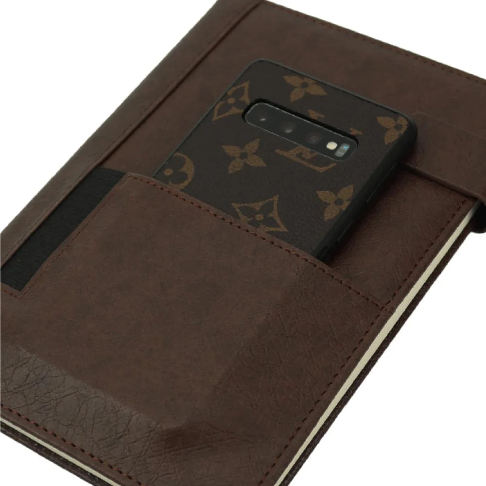 BYFT005838 BYFT A5 Dorniel Brown PU Notebook with Front Pocket and Magnetic Flap Set of 01 MBD 04 A.webp