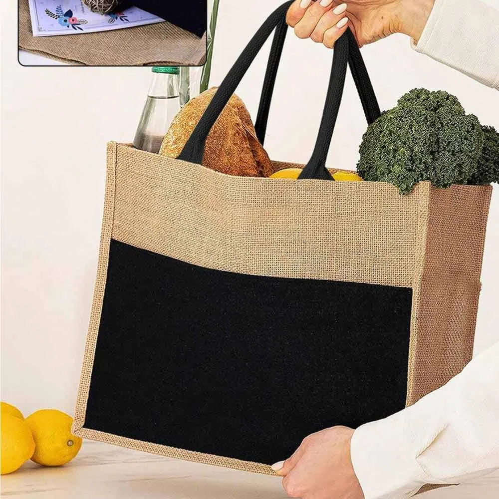BYFT005846 BYFT Jute Bag with Black Cotton Pocket and Handle Set of 01 JSB 08 BLK B.webp