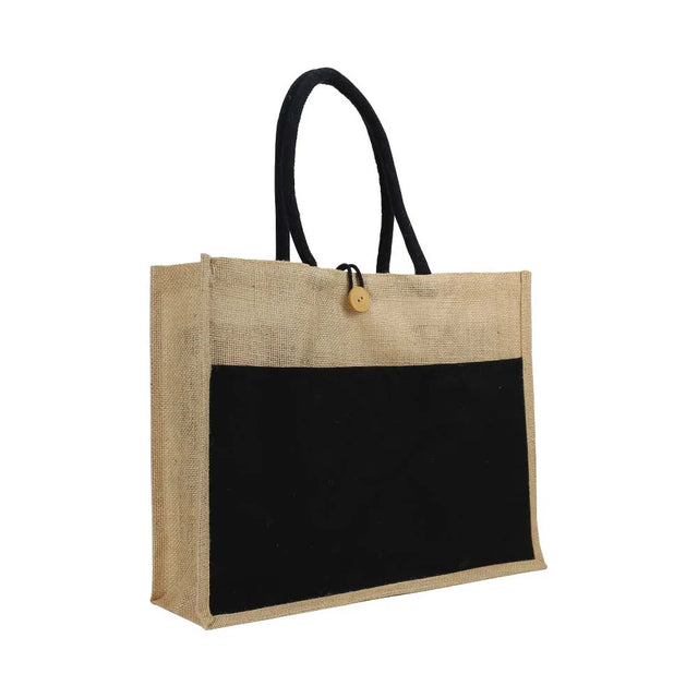 BYFT005846 BYFT Jute Bag with Black Cotton Pocket and Handle Set of 01 JSB 08 BLK C.webp