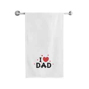 BYFT Embroidered For You Personalised Cotton Towel - I Love Dad Design High Quality Embroidery Perfect For Gifting