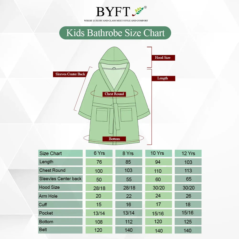 BYFT Daffodil 06 Year Kids Hooded Bathrobe Luxury Cotton Soft, Absorbent, Quick-Dry