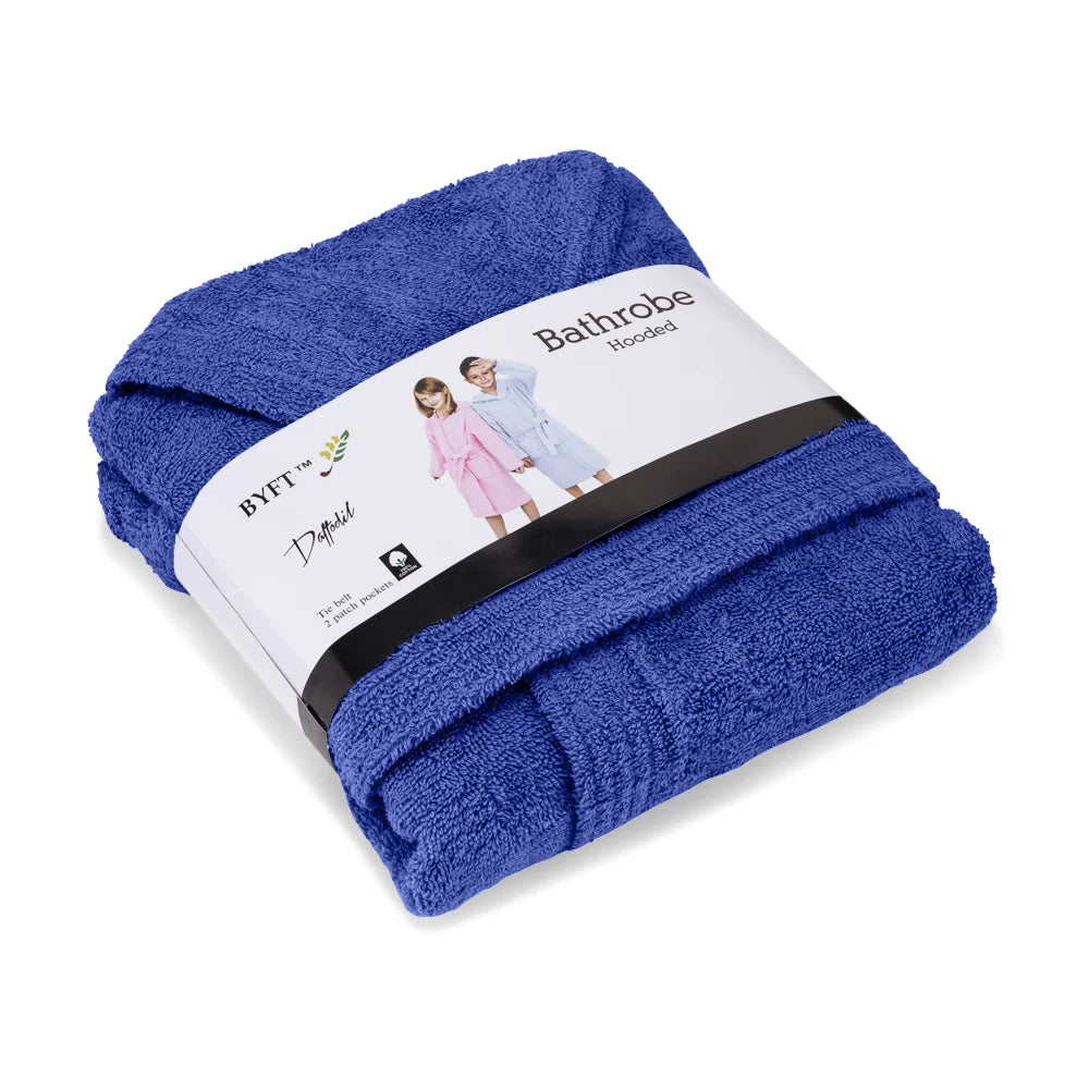 BYFT Daffodil 08 Year Kids Hooded Bathrobe Luxury Cotton Soft, Absorbent, Quick-Dry