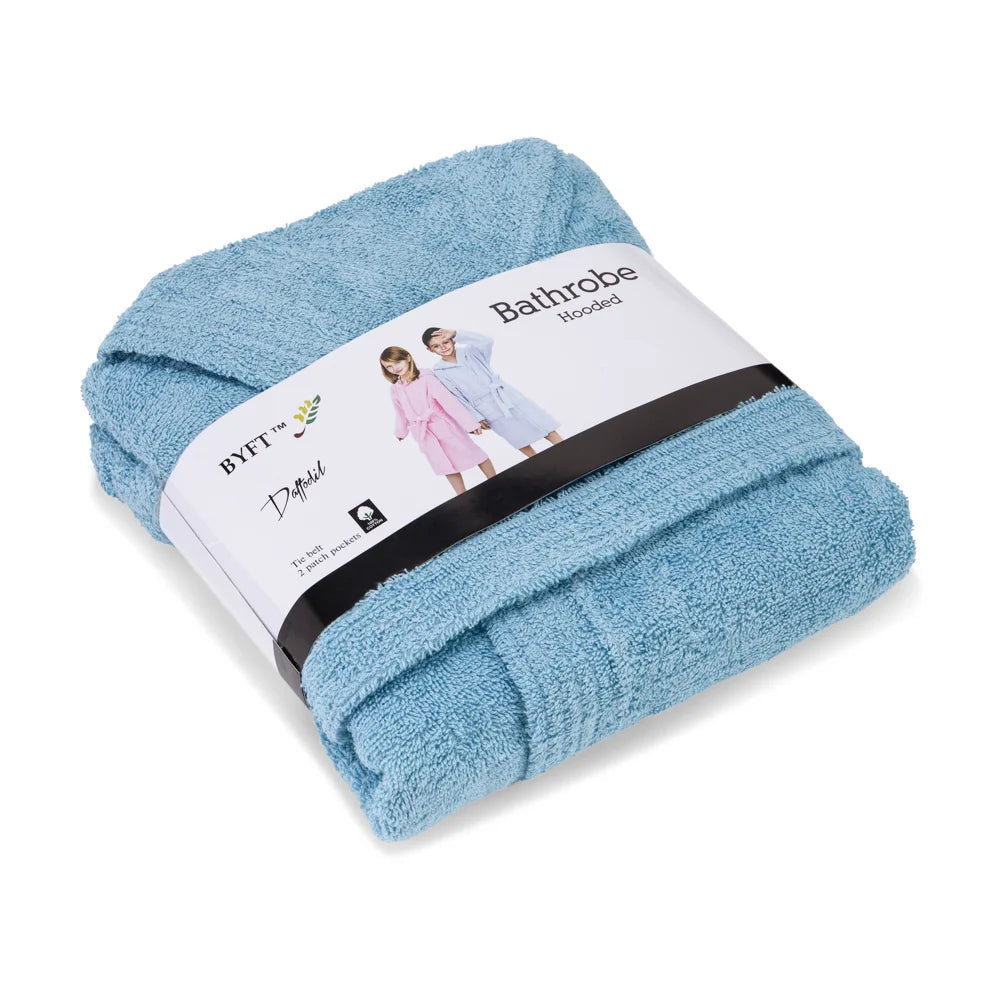 BYFT Daffodil 06 Year Kids Hooded Bathrobe Luxury Cotton Soft, Absorbent, Quick-Dry