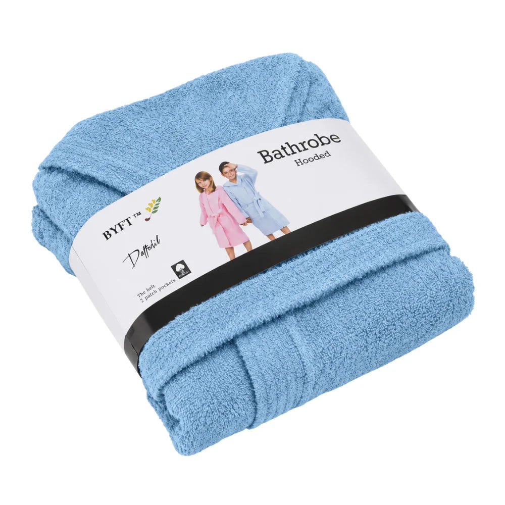 BYFT Daffodil Kids Hooded Bathrobe Luxury Cotton Soft, Absorbent, Quick-Dry