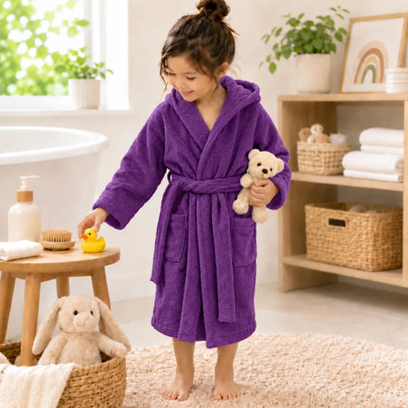 BYFT Daffodil Kids Hooded Bathrobe Luxury Cotton Soft, Absorbent, Quick-Dry