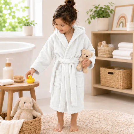 BYFT Daffodil Kids Hooded Bathrobe Luxury Cotton Soft, Absorbent, Quick-Dry