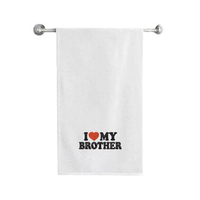 BYFT Embroidered For You Personalised Cotton Towel - I Love My Brother Design High Quality Embroidery Perfect For Gifting