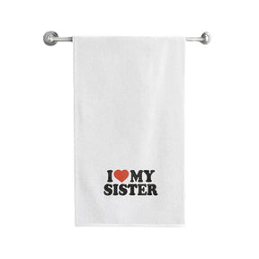 BYFT Embroidered For You Personalised Cotton Towel - I Love My Sister Design High Quality Embroidery Perfect For Gifting