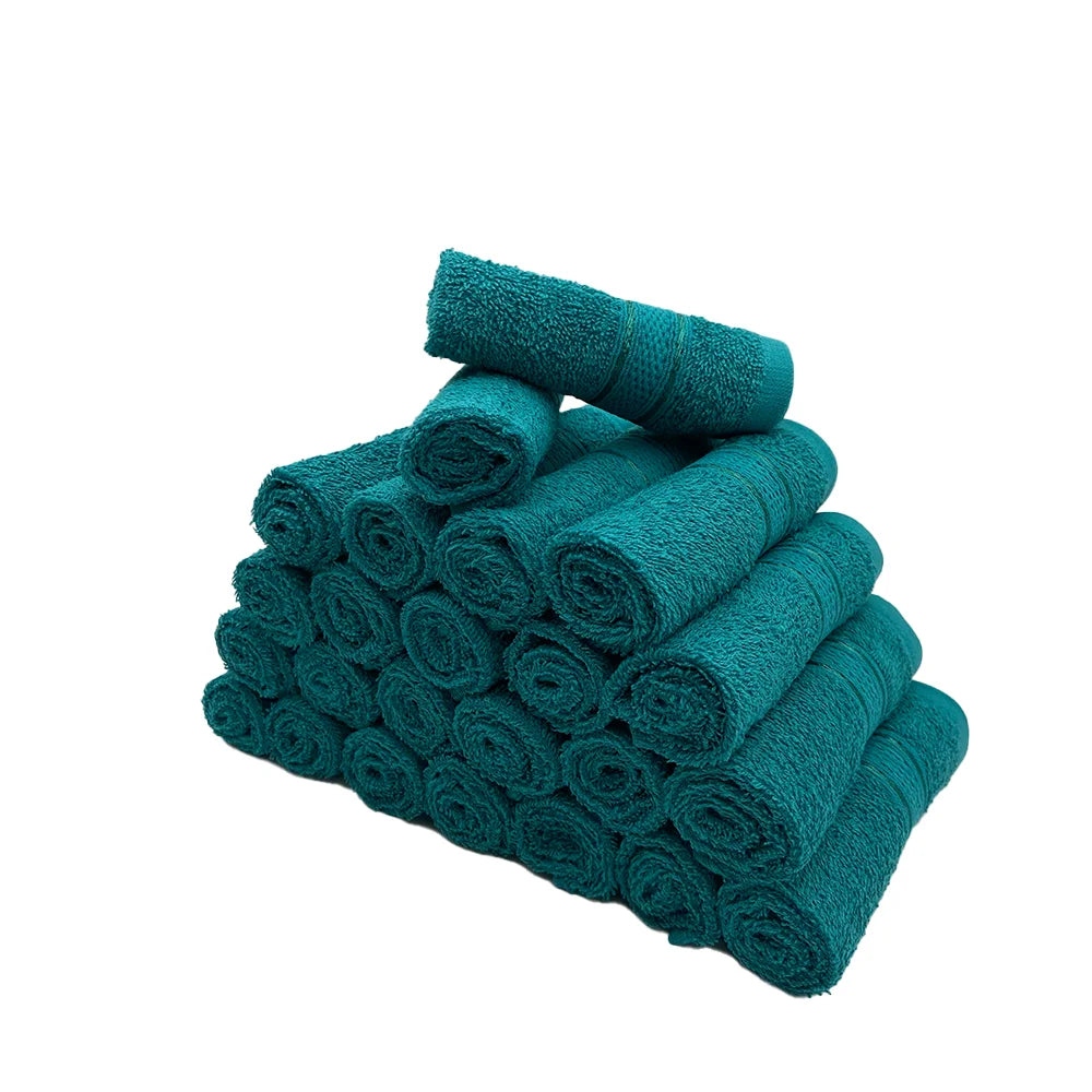 BYFT Daffodil Cotton Towel Turquoise Blue Luxury - Soft, Absorbent, Quick-Dry, 500 GSM Bath Towel Set