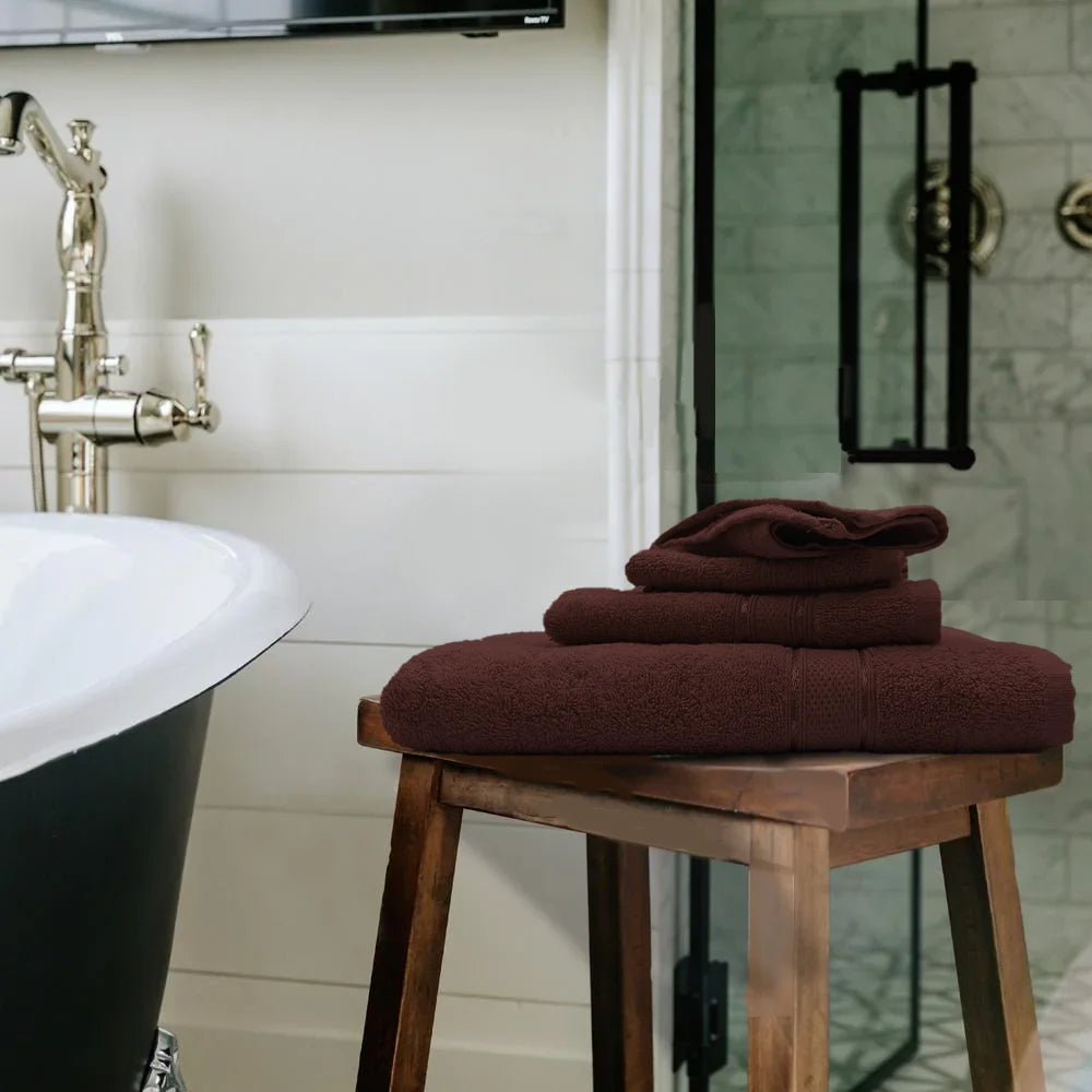 BYFT Daffodil Cotton Towel Brown Luxury - Soft, Absorbent, Quick-Dry, 500 GSM Bath Towel Set