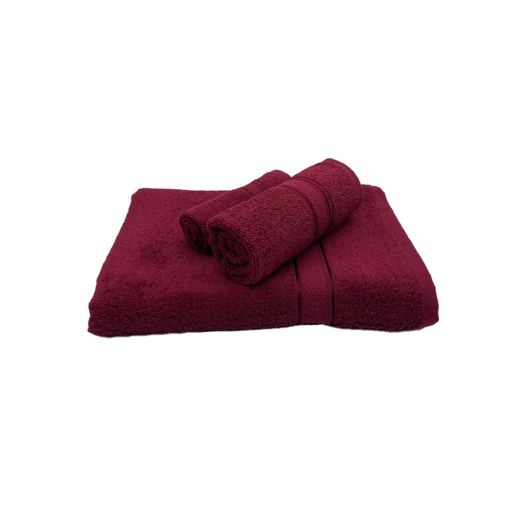 BYFT Daffodil Cotton Towel Burgundy Luxury - Soft, Absorbent, Quick-Dry, 500 GSM Bath Towel Set