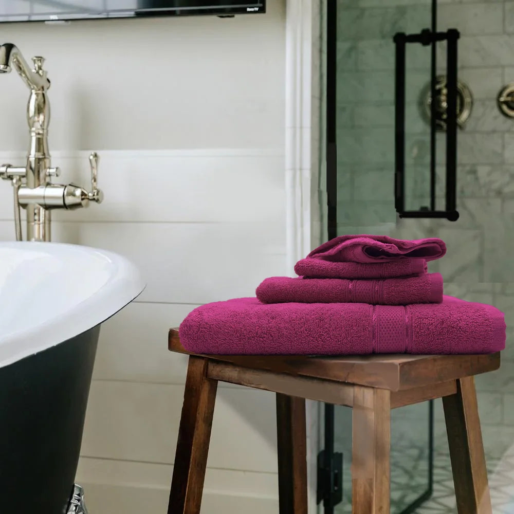 BYFT Daffodil Cotton Towel Fuchsia Pink Luxury - Soft, Absorbent, Quick-Dry, 500 GSM Bath Towel Set