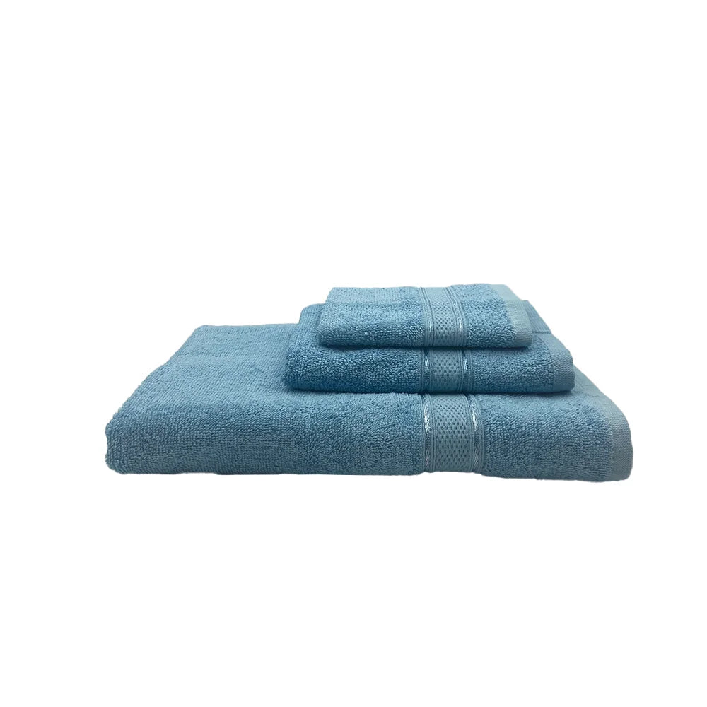 BYFT Daffodil Cotton Towel Light Blue Luxury - Soft, Absorbent, Quick-Dry, 500 GSM Bath Towel Set