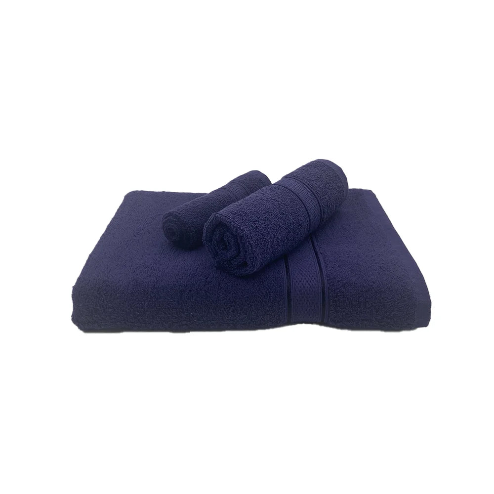 BYFT Daffodil Cotton Towel Navy Blue Luxury - Soft, Absorbent, Quick-Dry, 500 GSM Bath Towel Set