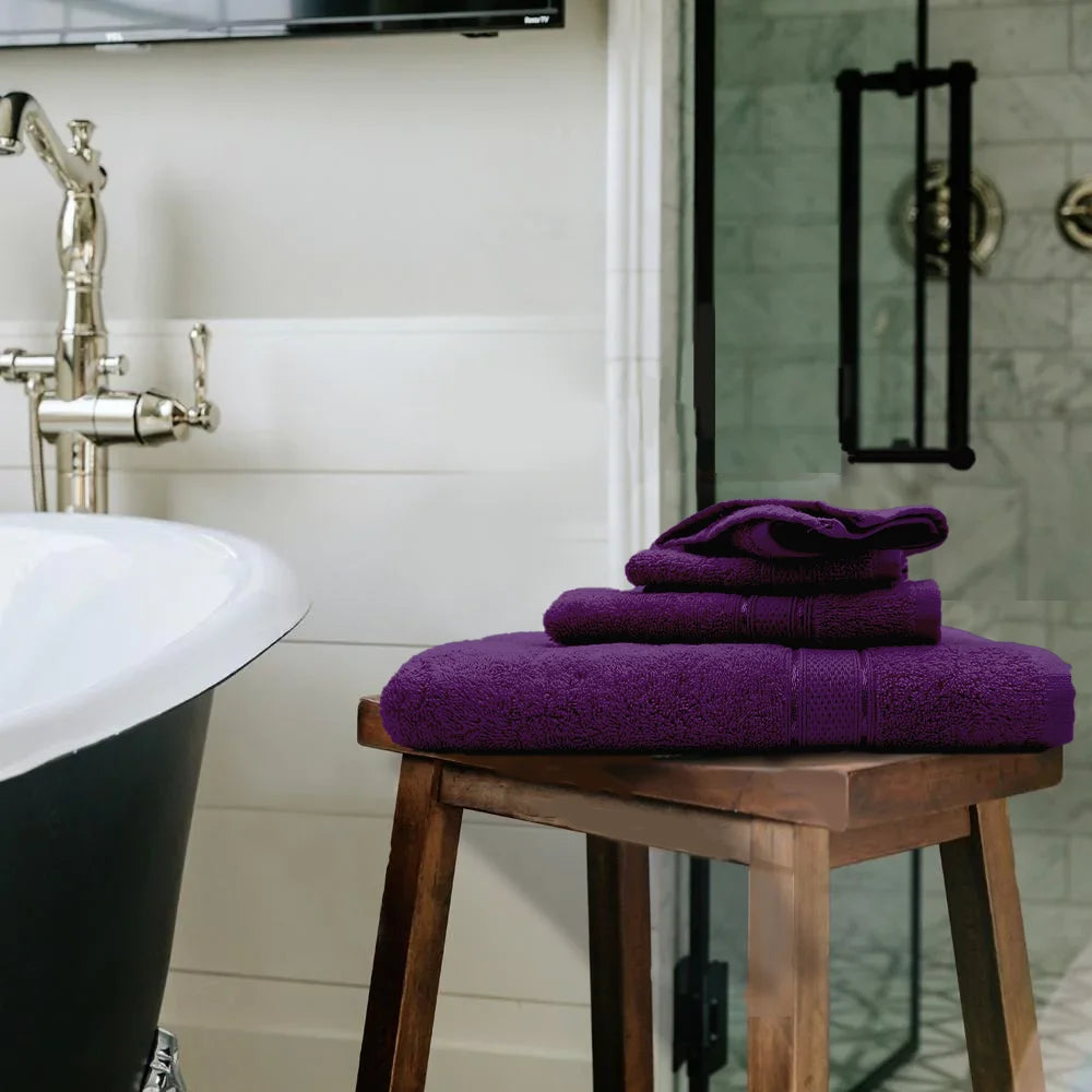 BYFT Daffodil Cotton Towel Purple Luxury - Soft, Absorbent, Quick-Dry, 500 GSM Bath Towel Set