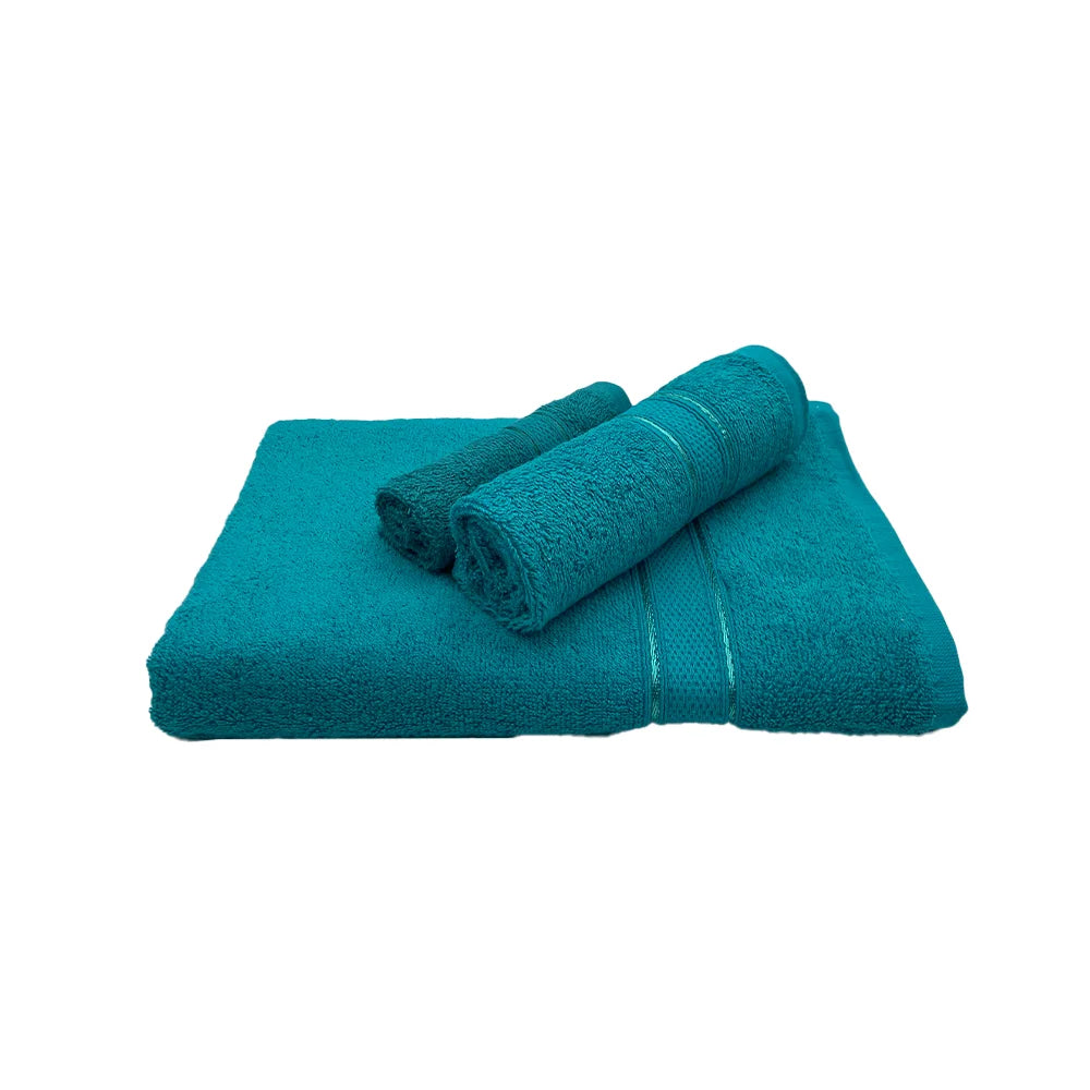 BYFT Daffodil Cotton Towel Turquoise Blue Luxury - Soft, Absorbent, Quick-Dry, 500 GSM Bath Towel Set
