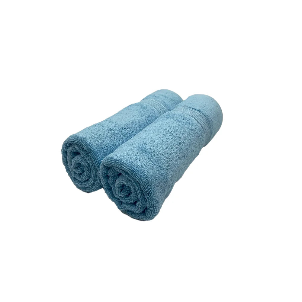 BYFT Daffodil Cotton Towel Light Blue Luxury - Soft, Absorbent, Quick-Dry, 500 GSM Bath Towel Set