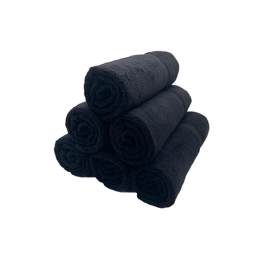 BYFT Daffodil Cotton Towel Black Luxury - Soft, Absorbent, Quick-Dry, 500 GSM Bath Towel Set