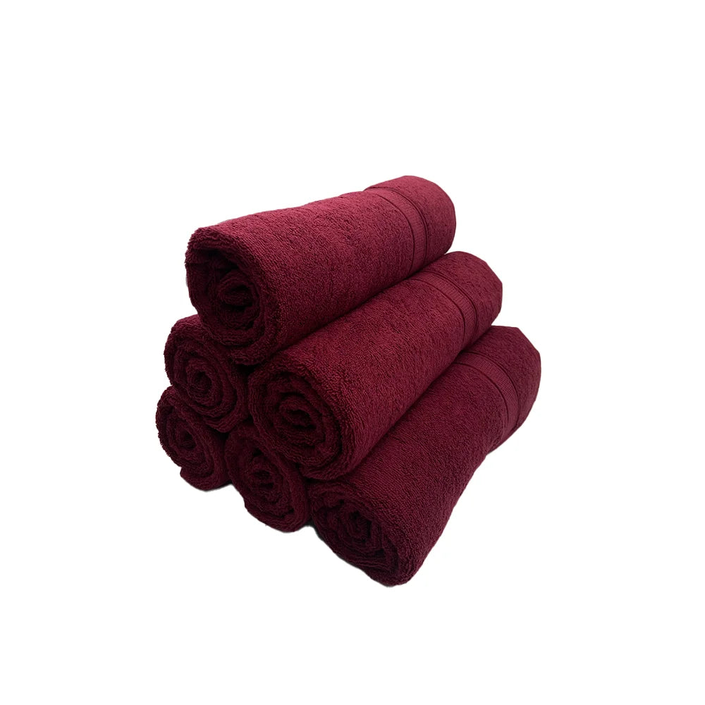 BYFT Daffodil Cotton Towel Burgundy Luxury - Soft, Absorbent, Quick-Dry, 500 GSM Bath Towel Set