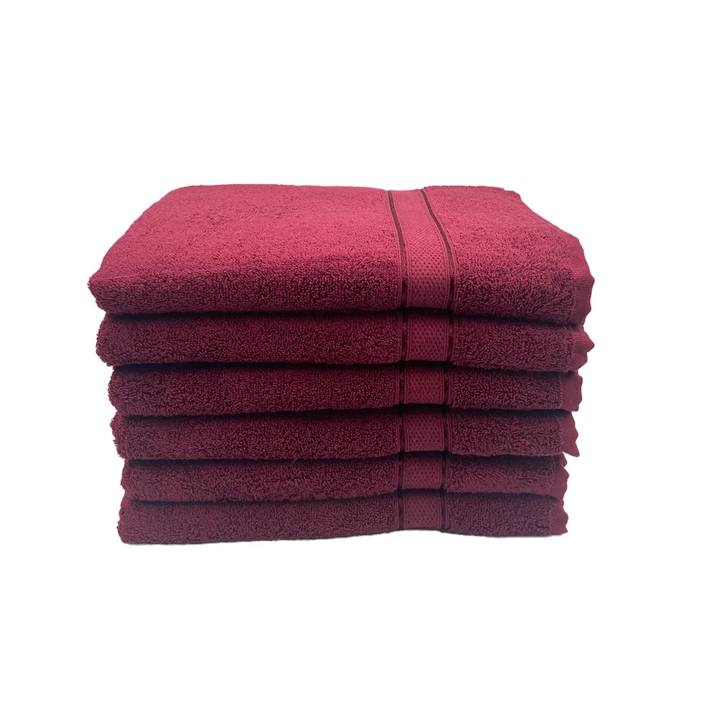 BYFT Daffodil Cotton Towel Burgundy Luxury - Soft, Absorbent, Quick-Dry, 500 GSM Bath Towel Set