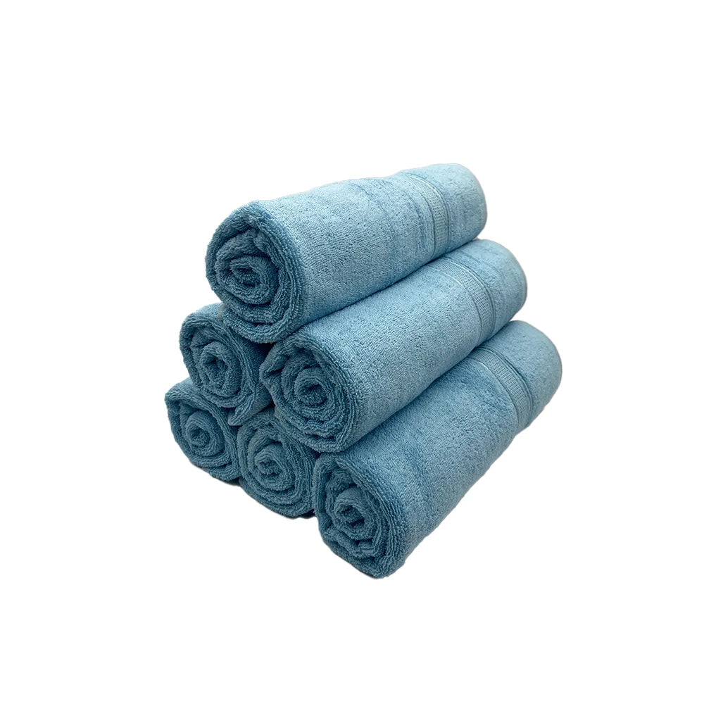 BYFT Daffodil Cotton Towel Light Blue Luxury - Soft, Absorbent, Quick-Dry, 500 GSM Bath Towel Set