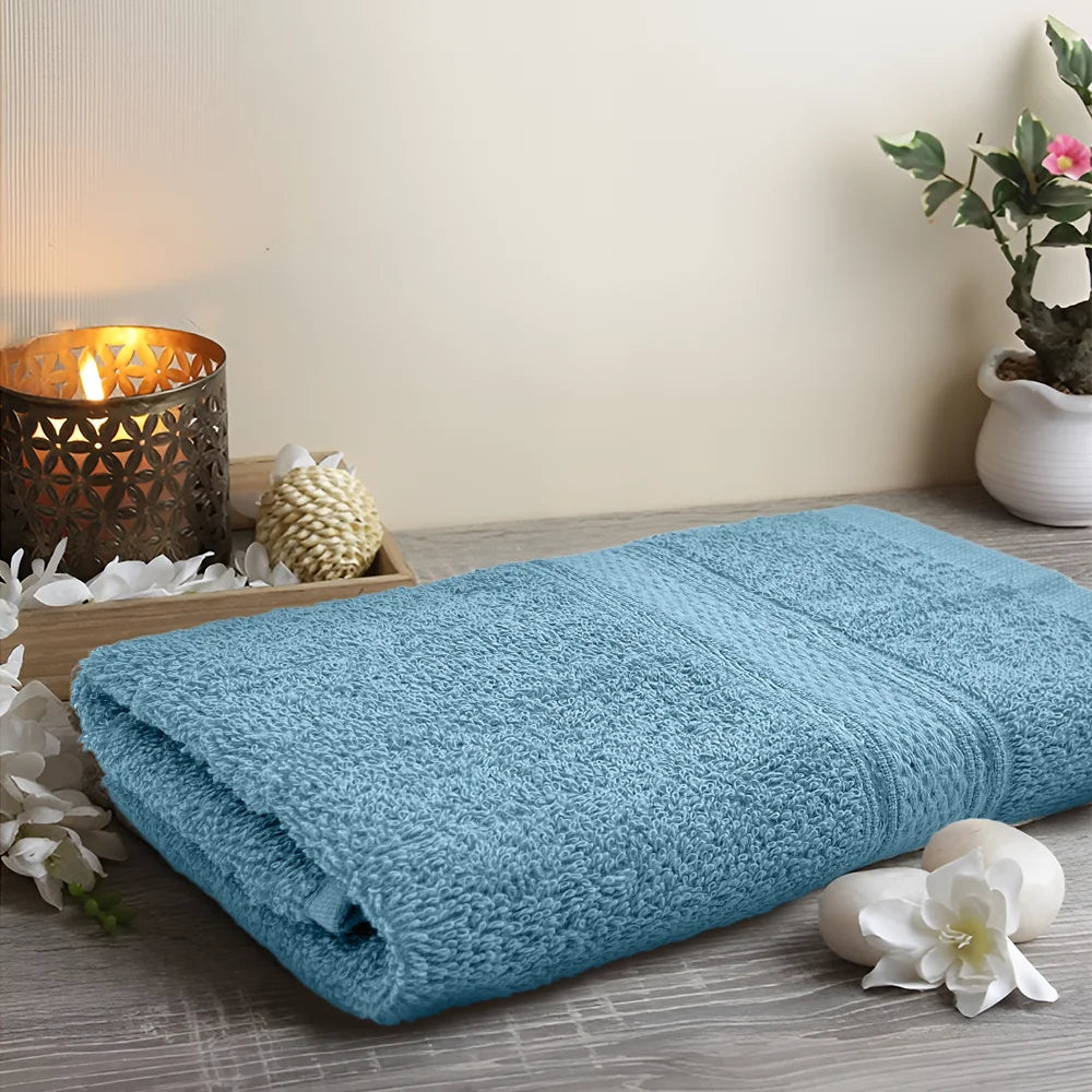 BYFT Daffodil Cotton Towel Light Blue Luxury - Soft, Absorbent, Quick-Dry, 500 GSM Bath Towel Set