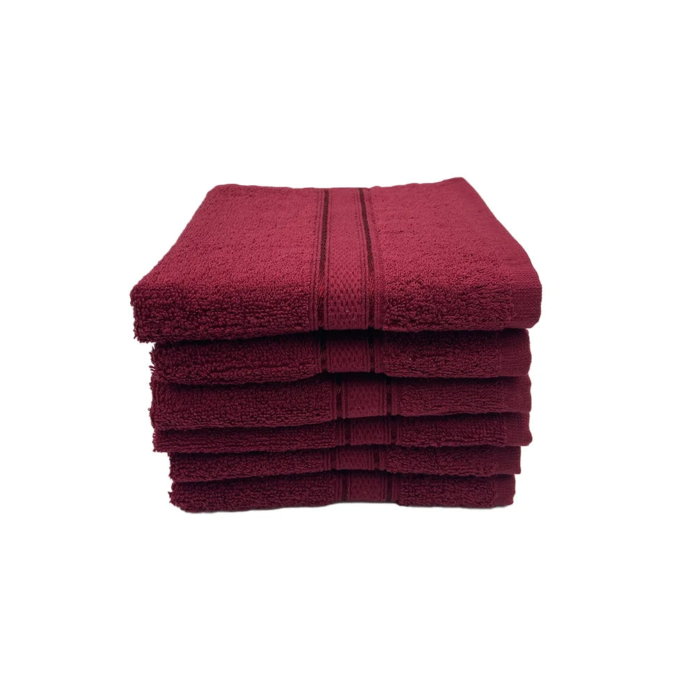 BYFT Daffodil Cotton Towel Burgundy Luxury - Soft, Absorbent, Quick-Dry, 500 GSM Bath Towel Set