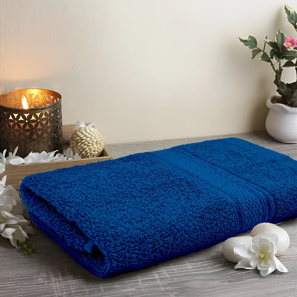 BYFT Daffodil Cotton Towel Royal Blue Luxury - Soft, Absorbent, Quick-Dry, 500 GSM Bath Towel Set