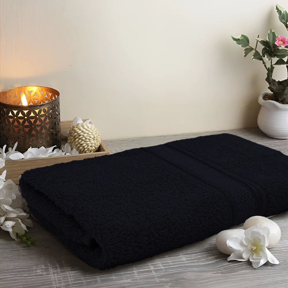 BYFT Daffodil Cotton Towel Black Luxury - Soft, Absorbent, Quick-Dry, 500 GSM Bath Towel Set