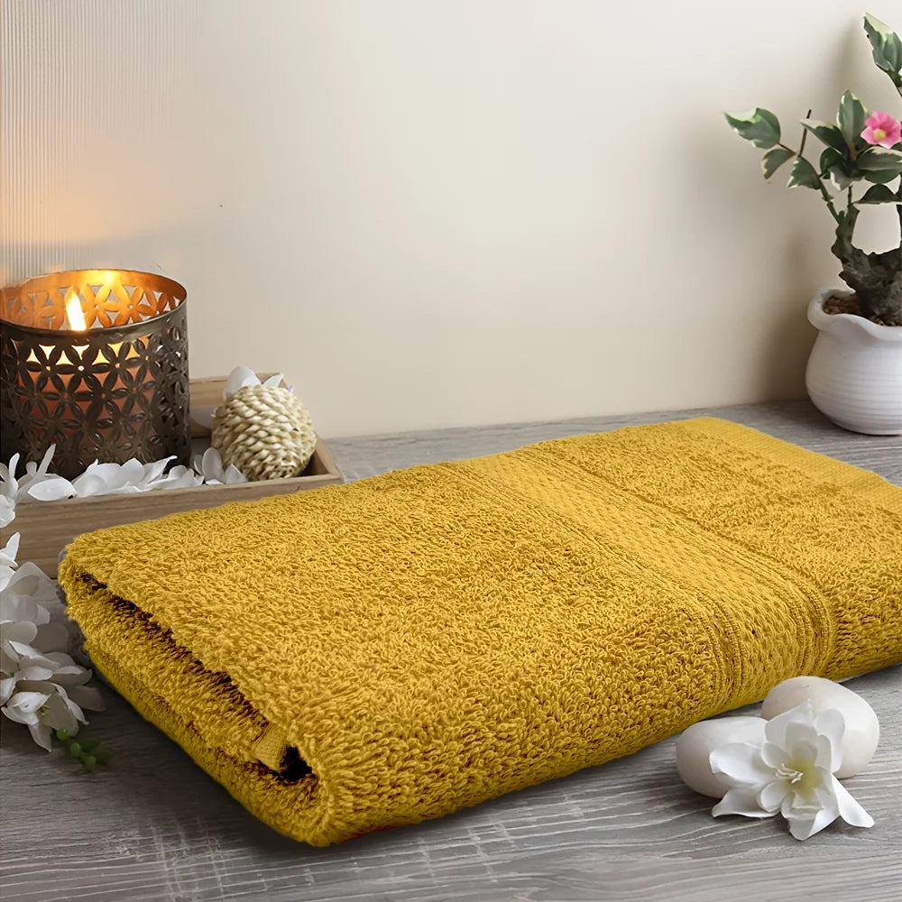 BYFT Daffodil Cotton Towel Yellow Luxury - Soft, Absorbent, Quick-Dry, 500 GSM Bath Towel Set