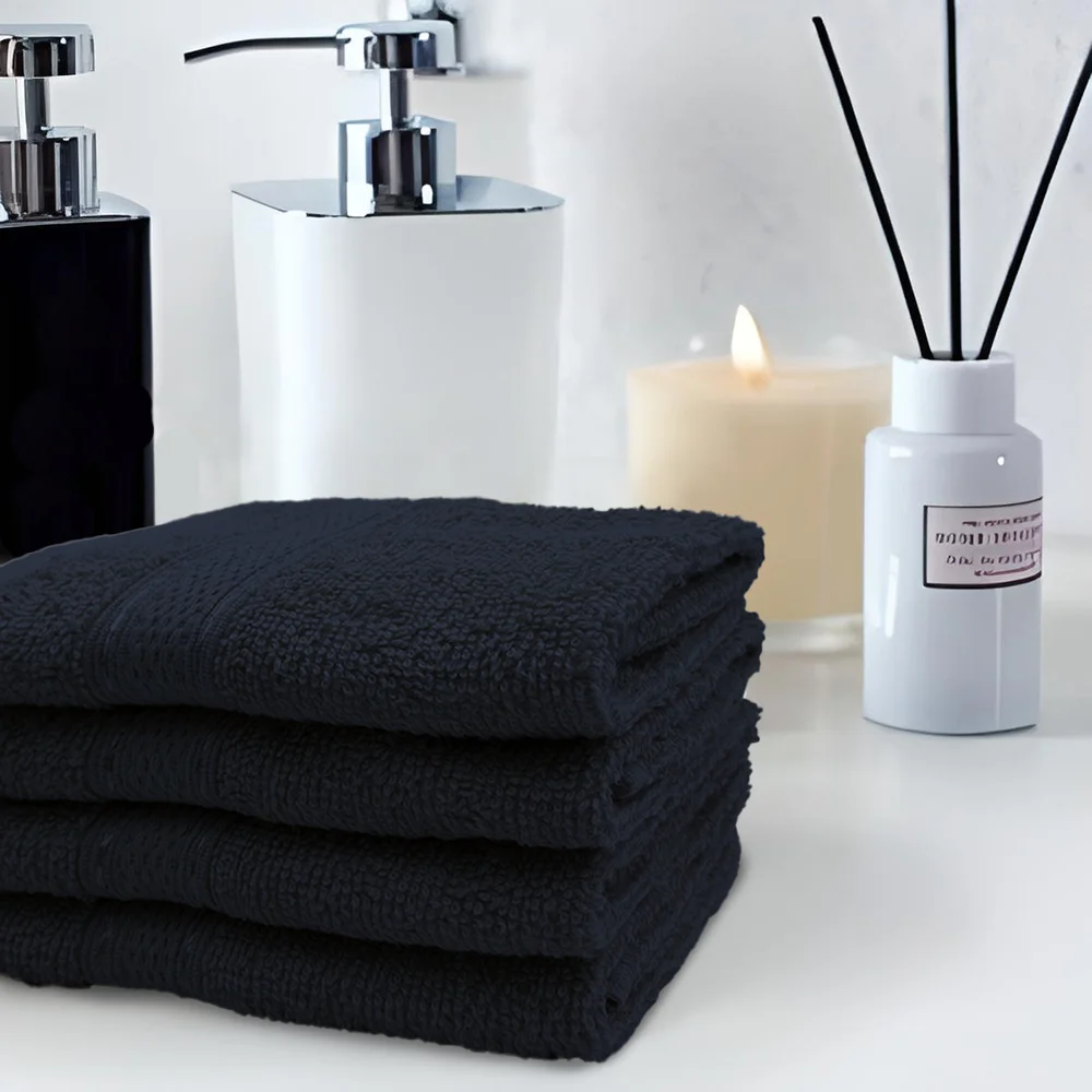 BYFT Daffodil Cotton Towel Black Luxury - Soft, Absorbent, Quick-Dry, 500 GSM Bath Towel Set